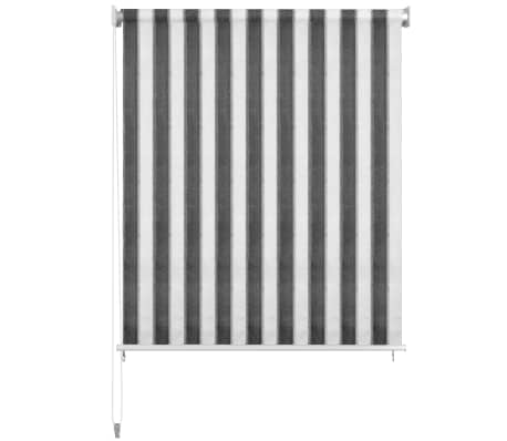vidaXL Utendørs rullegardin 400x140 cm antrasitt og hvit stripe