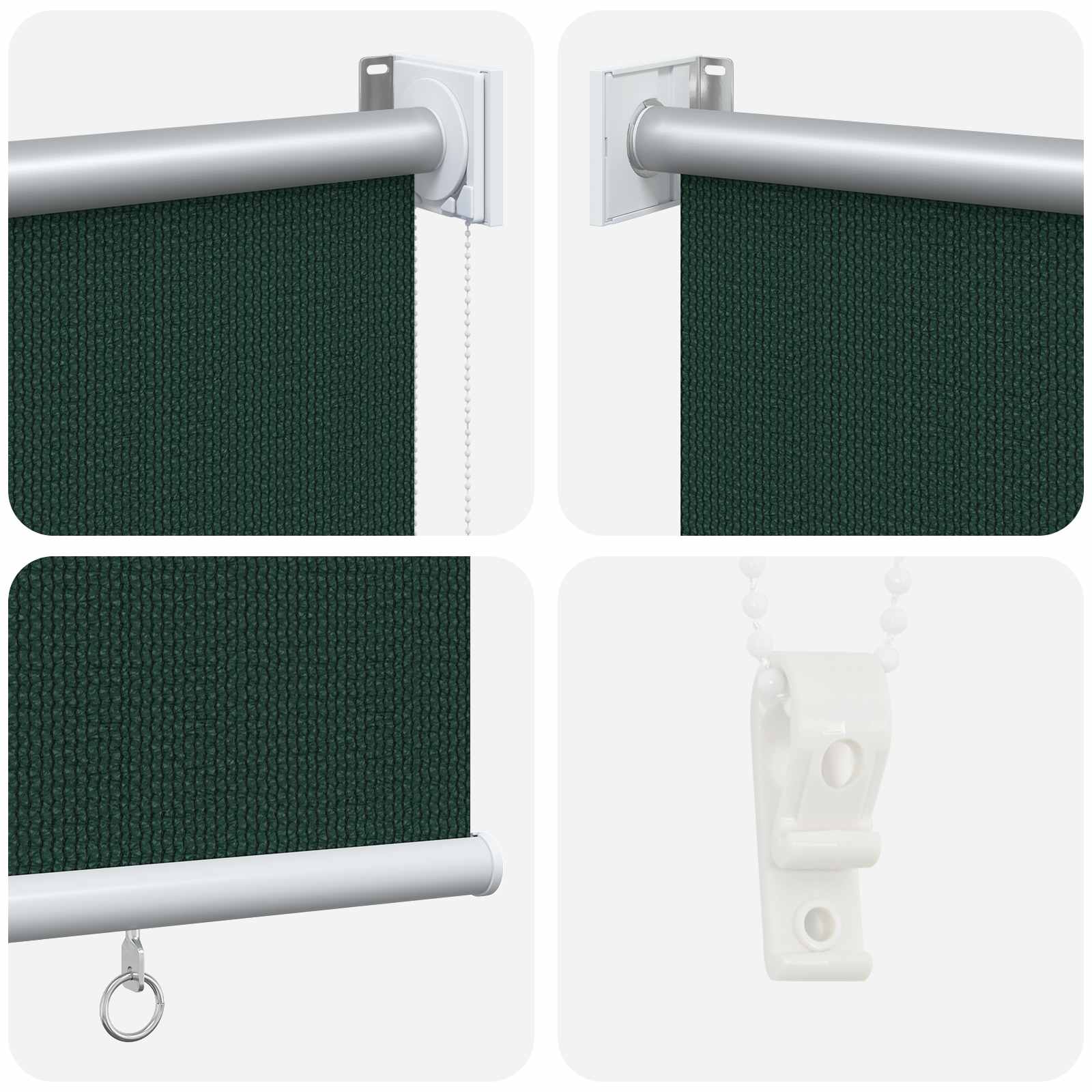 vidaXL Außenrollo 65 (B)x140 (H) cm Dunkelgrün HDPE – Bild 6