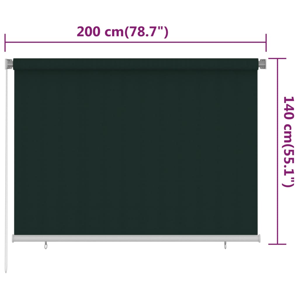 Rolgordijn voor buiten 200x140 cm HDPE donkergroen image 6