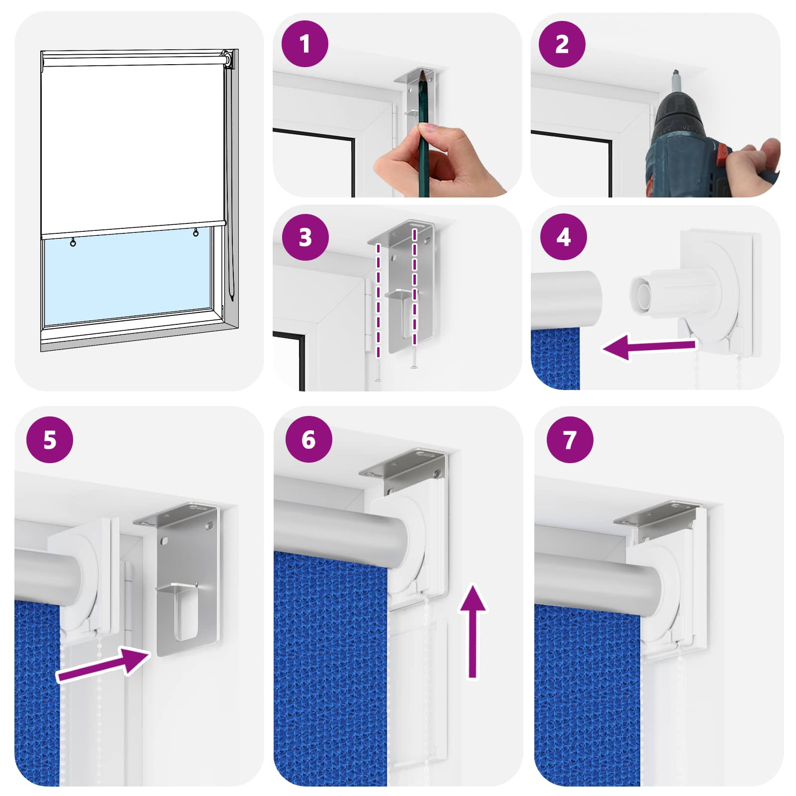vidaXL Außenrollo 165 (B)x140 (H) cm Blau HDPE – Bild 11