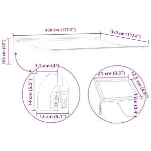 Okvir tende z LED lučmi Bela 450 × 350 cm Aluminij - slika 12