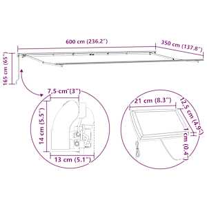 Rám markýzy s LED pásovými světly Bílá 600 × 350 cm Hliník - obrázek 12
