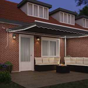 Rám markýzy s LED pásovými světly Bílá 400 × 300 cm Hliník - obrázek 3
