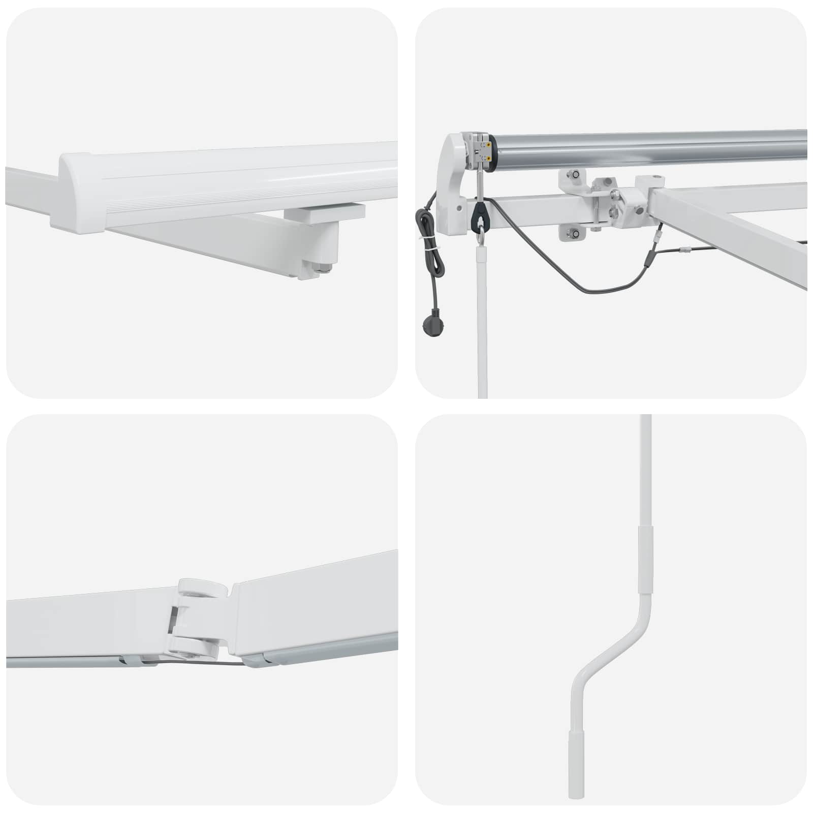 Elektrisch zonnescherm frame met led en sensor 5 x 3 m Wit