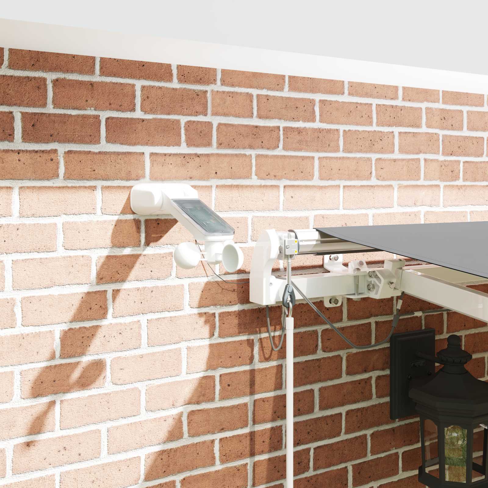 Elektrisch zonnescherm frame met led en sensor 5 x 3 m Wit