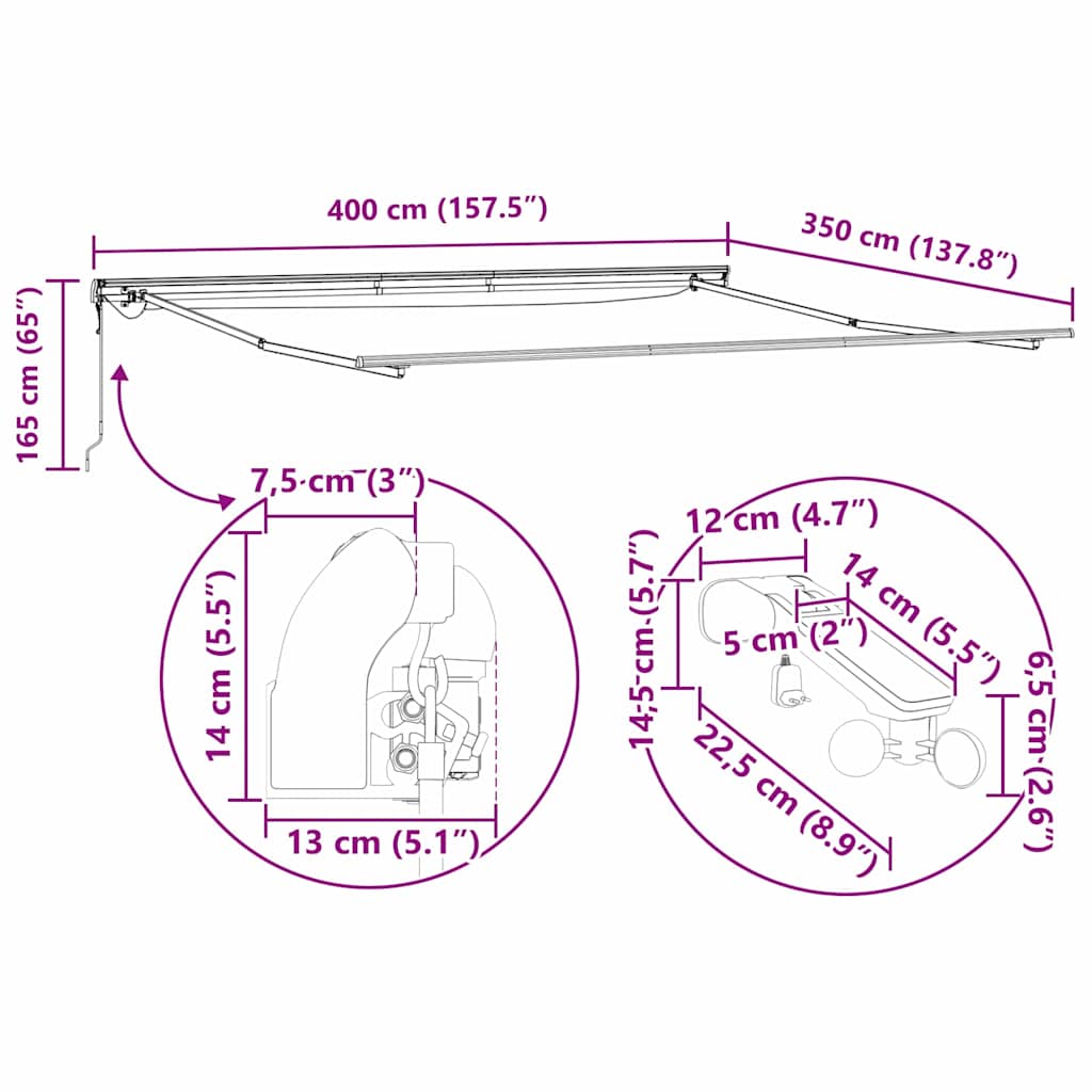Zijde Frame met LED-striplichten Wit 400 × 350 cm Aluminium image 12