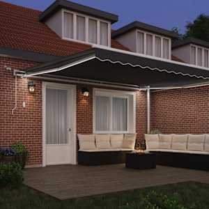 Rám markýzy s LED pásovými světly Bílá 450 × 350 cm Hliník - obrázek 3