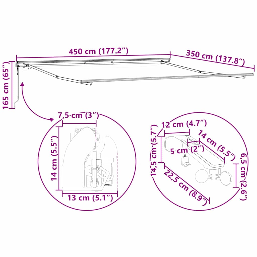Zijde Frame met LED-striplichten Wit 450 × 350 cm Aluminium image 12