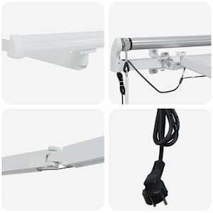 Rám markýzy s LED pásovými světly Bílá 500 × 350 cm Hliník - obrázek 9