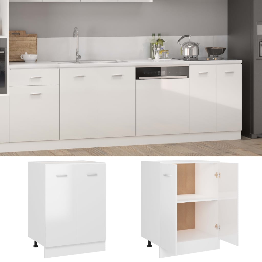 

vidaXL Onderkast 60x46x81,5 cm spaanplaat hoogglans wit