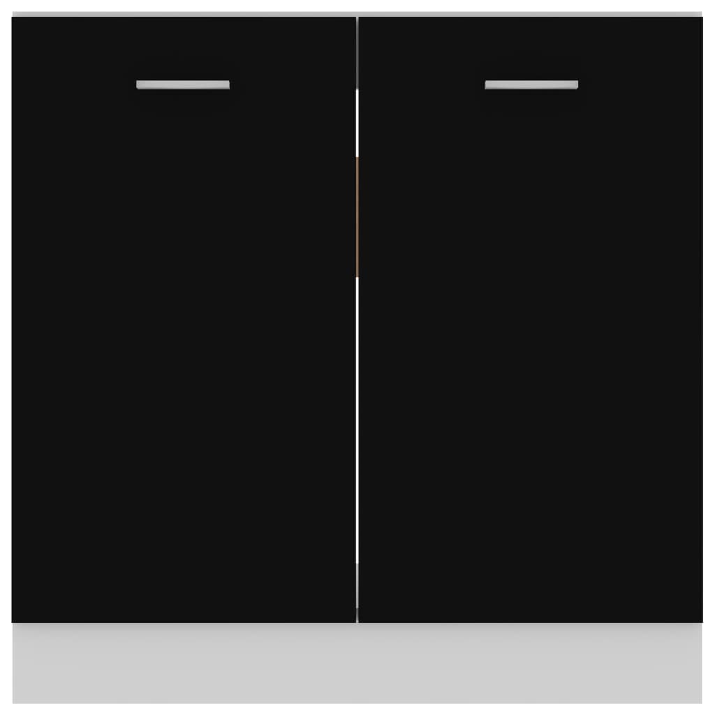 Apatinė spintelė praustuvui, juodos spalvos, 80x46x81,5cm, MDP | Stepinfit.lt