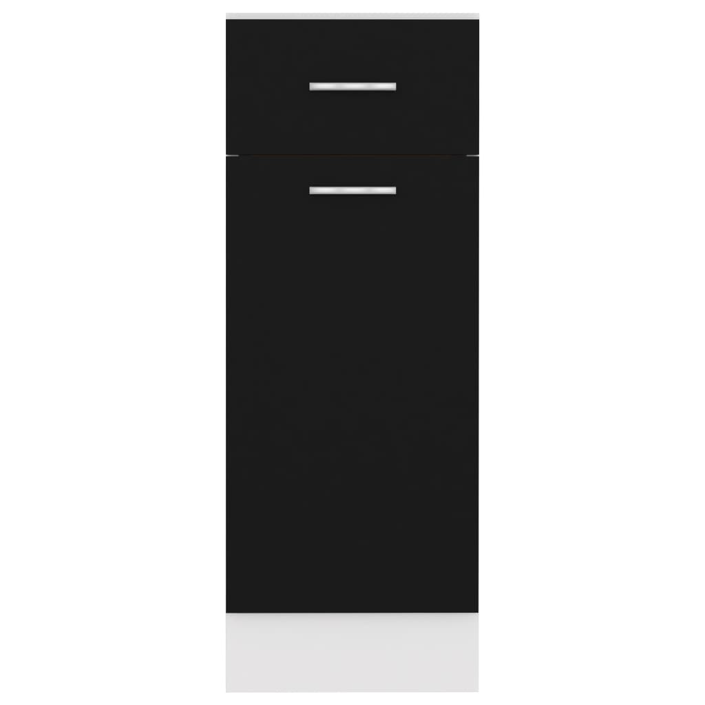 Fekete forgácslap fiókos alsószekrény 30 x 46 x 81,5 cm 