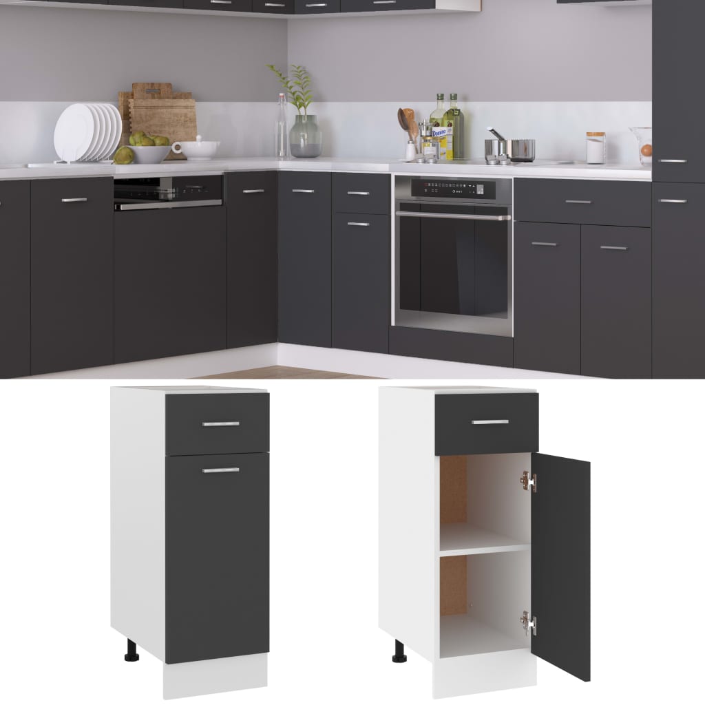 

vidaXL Onderkast met lade 30x46x81,5 cm spaanplaat grijs
