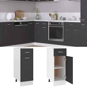 vidaXL Apatinė spintelė su stalčiumi, pilka, 30x46x81,5cm, MDP