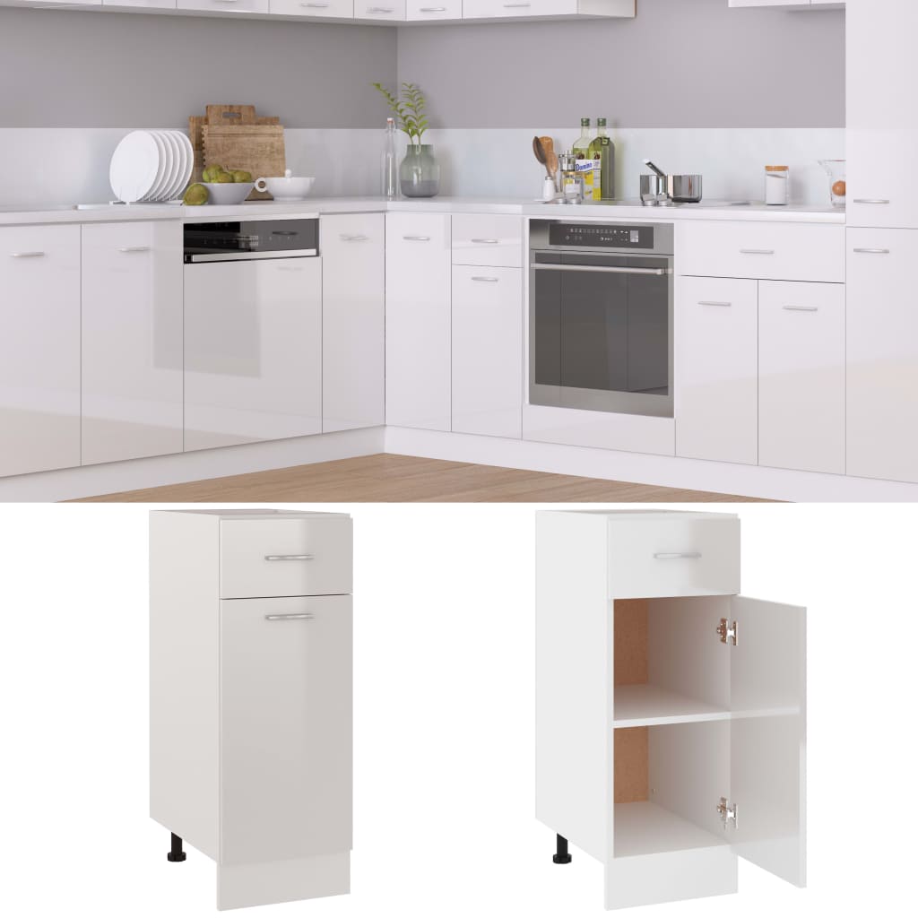 

vidaXL Onderkast met lade 30x46x81,5 cm spaanplaat hoogglans wit