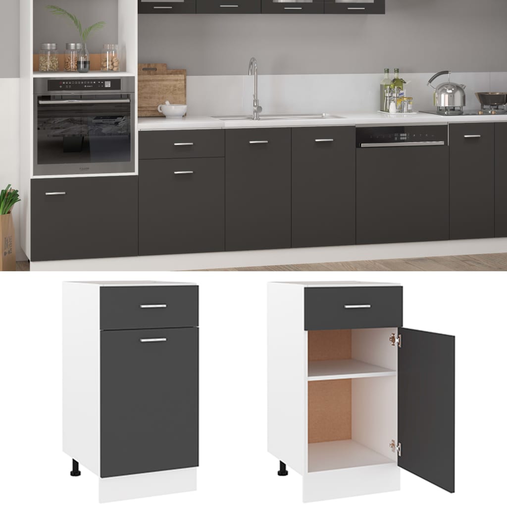 vidaXL Drawer Bottom Cabinet Grey 40x46x81.5 cm Engineered Wood