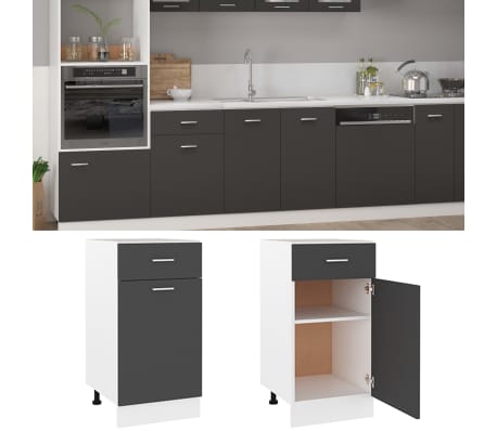 vidaXL Drawer Bottom Cabinet Grey 40x46x81.5 cm Engineered Wood