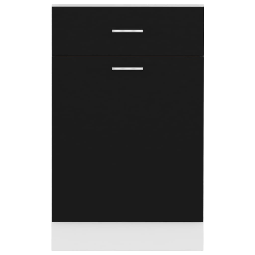 Fekete forgácslap fiókos alsószekrény 50 x 46 x 81,5 cm 