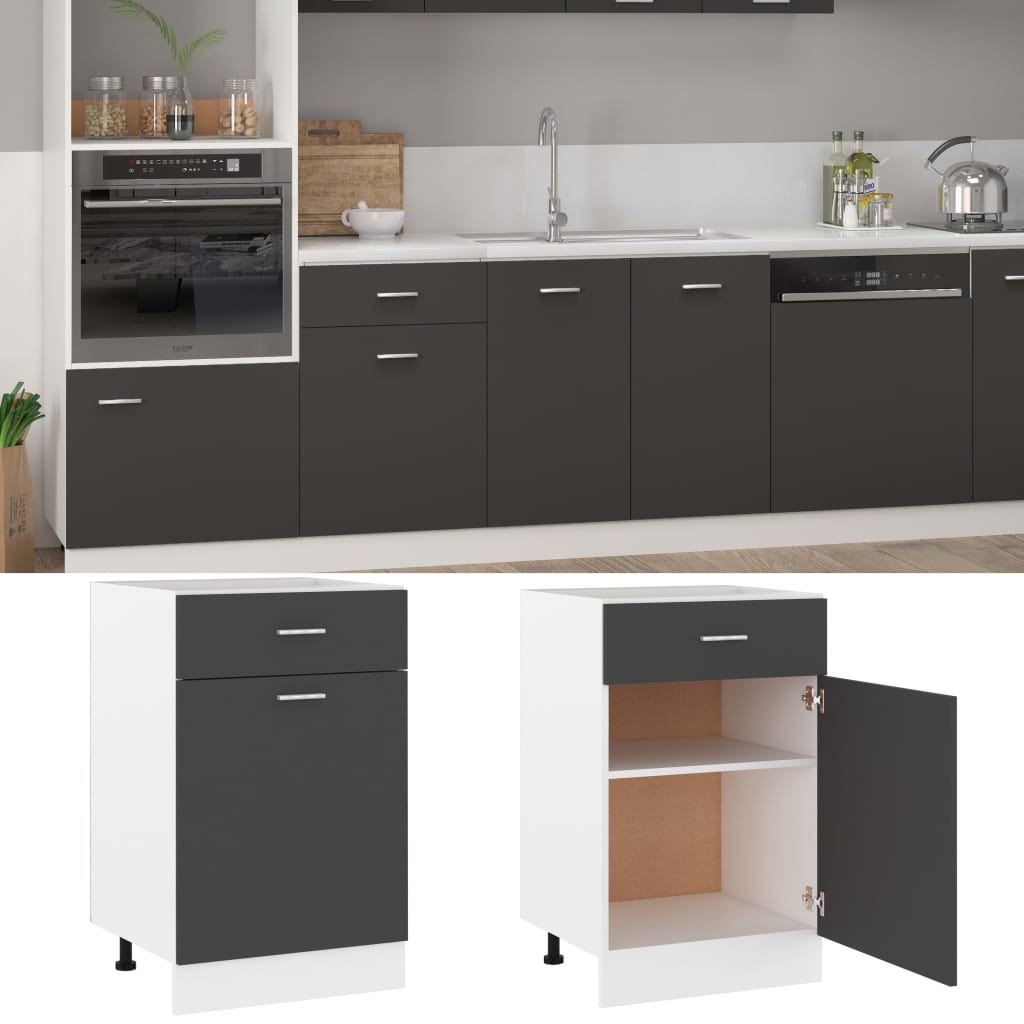 

vidaXL Onderkast met lade 50x46x81,5 cm spaanplaat grijs
