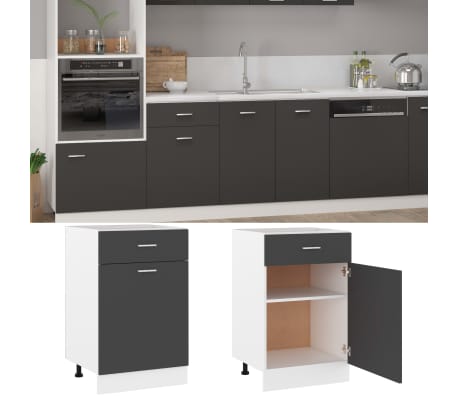 vidaXL Drawer Bottom Cabinet Grey 50x46x81.5 cm Engineered Wood