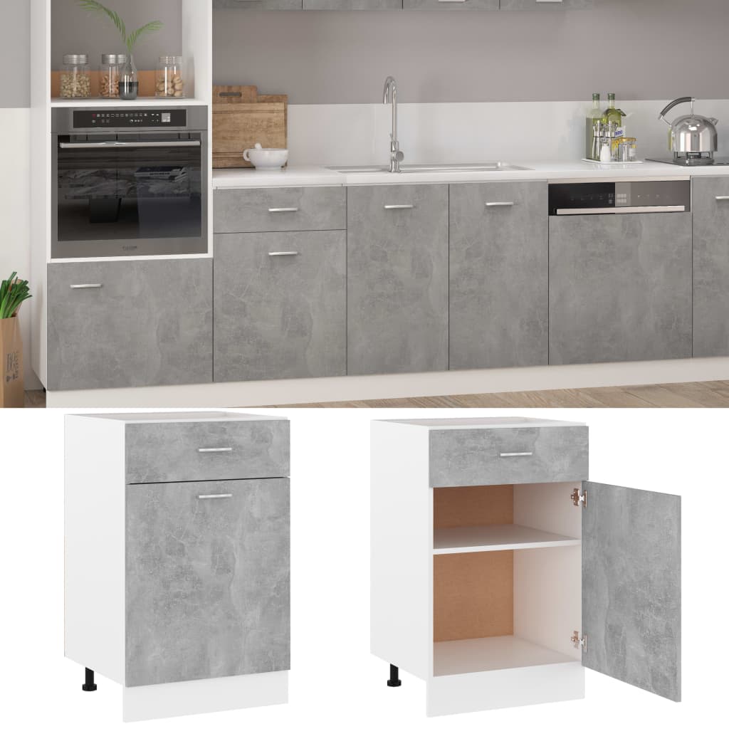 vidaXL Drawer Bottom Cabinet Concrete Grey 50x46x81.5 cm Engineered Wood