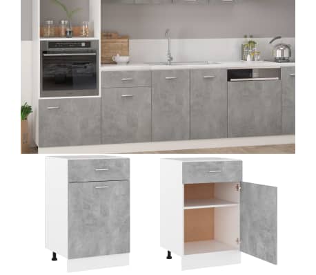 vidaXL Drawer Bottom Cabinet Concrete Grey 50x46x81.5 cm Engineered Wood