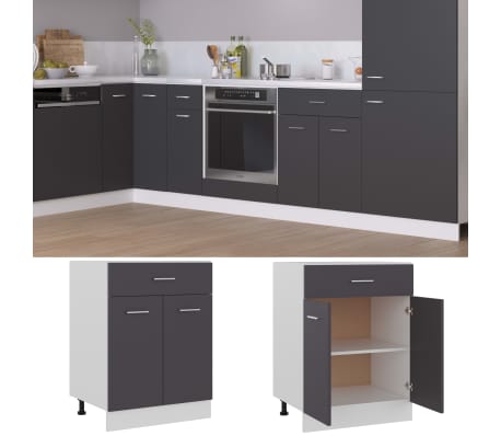 vidaXL Drawer Bottom Cabinet Grey 60x46x81.5 cm Engineered Wood
