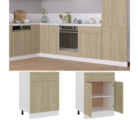 vidaXL Onderkast met lade 60x46x81,5 cm bewerkt hout sonoma eikenkleur