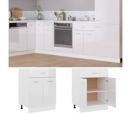vidaXL Ντουλάπι με Συρτάρι Lyon Γυαλιστερό Λευκό 60x46x81,5εκ.