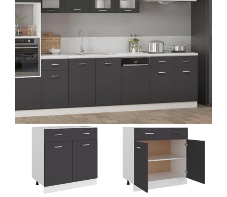 vidaXL Drawer Bottom Cabinet Grey 80x46x81.5 cm Engineered Wood