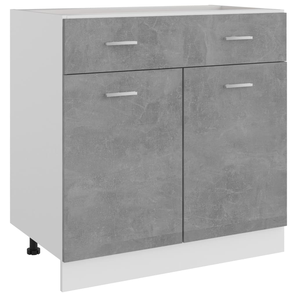 vidaXL Dulap inferior cu sertar, gri beton, 80 x 46 x 81,5 cm, PAL