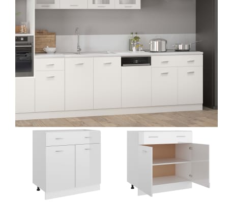 vidaXL Ντουλάπι Νεροχύτη Lyon Γυαλιστερό Λευκό 80x46x81,5εκ.
