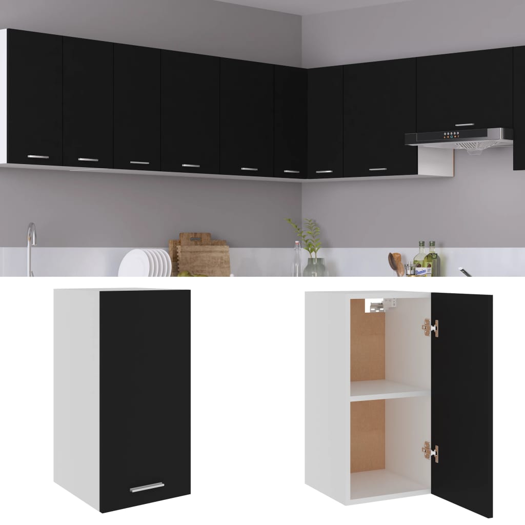 Fekete forgácslap függő szekrény 29,5 x 31 x 60 cm 