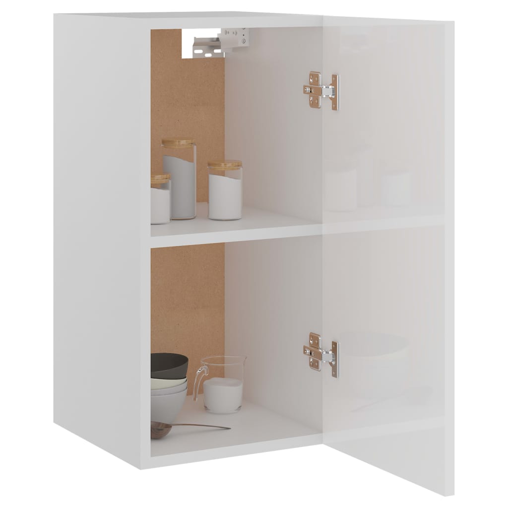 Magasfényű fehér forgácslap függő szekrény 29,5 x 31 x 60 cm 