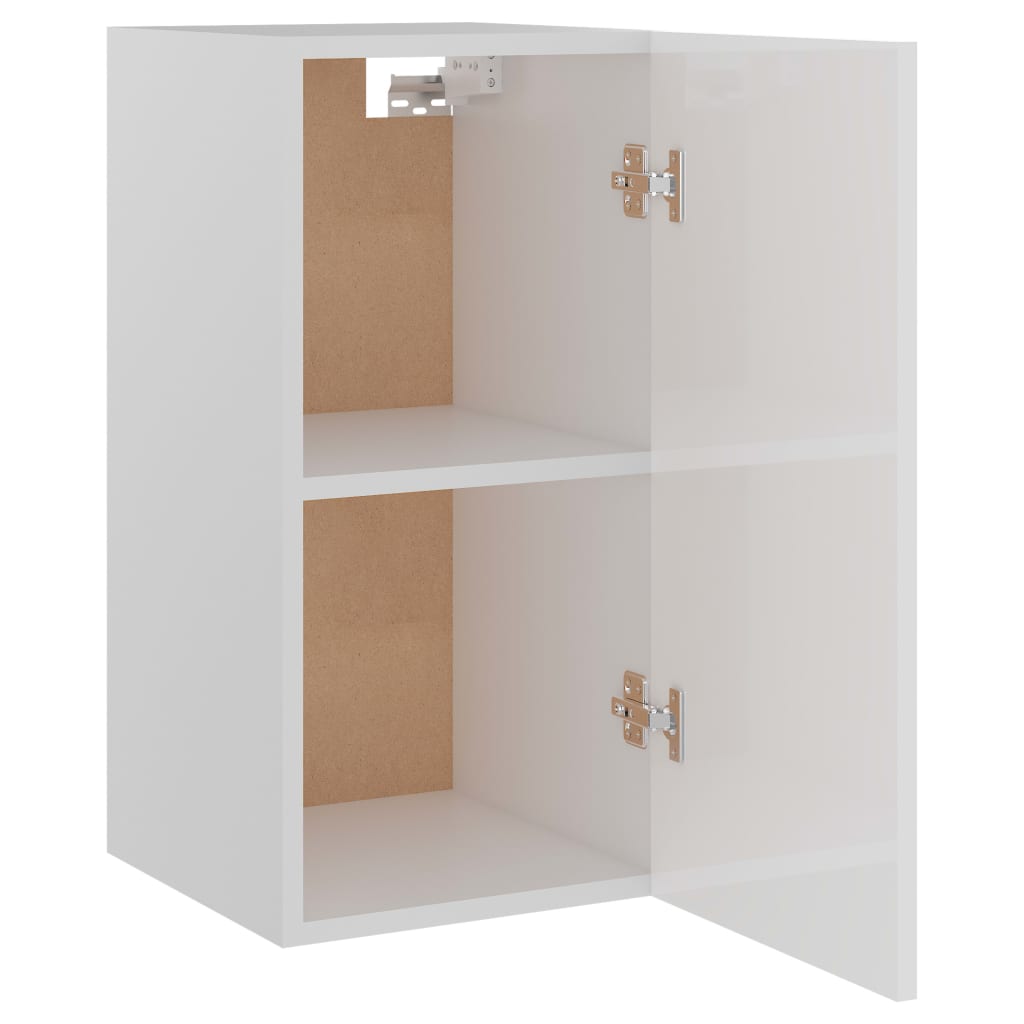 Magasfényű fehér forgácslap függő szekrény 29,5 x 31 x 60 cm 