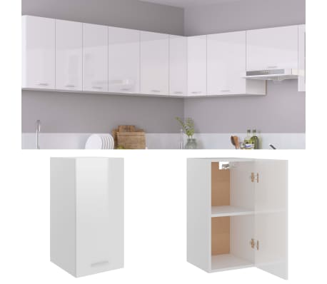 vidaXL Hanging Cabinet High Gloss White 29.5x31x60 cm Engineered Wood