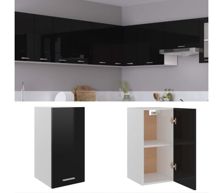 vidaXL Hanging Cabinet High Gloss Black 29.5x31x60 cm Engineered Wood