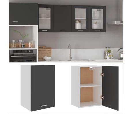 vidaXL Veggfestur Sk&aacute;pur &ldquo;Lyon&rdquo; Gr&aacute;r 39,5x31x60 cm Samsettur Vi&eth;ur