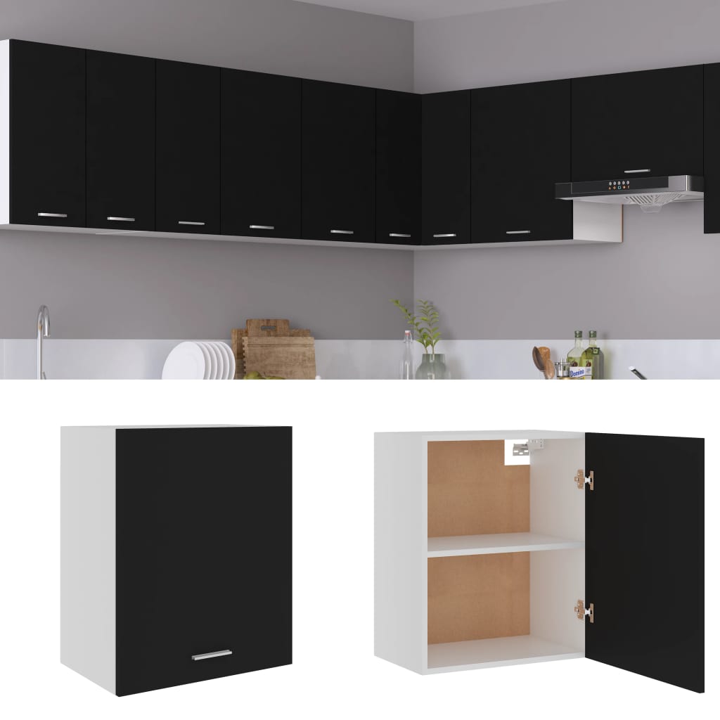 Fekete forgácslap függő szekrény 50 x 31 x 60 cm 