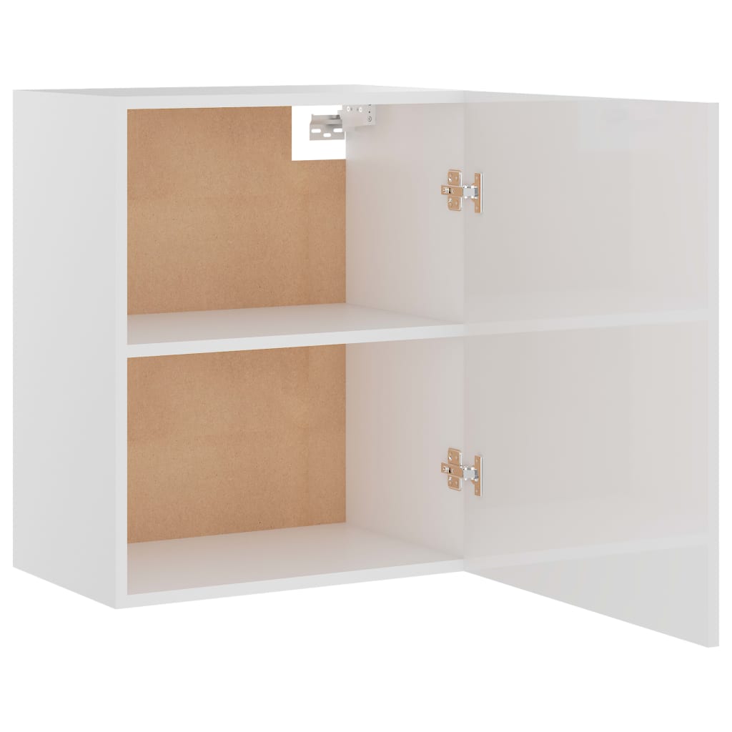 Magasfényű fehér forgácslap függő szekrény 50 x 31 x 60 cm 