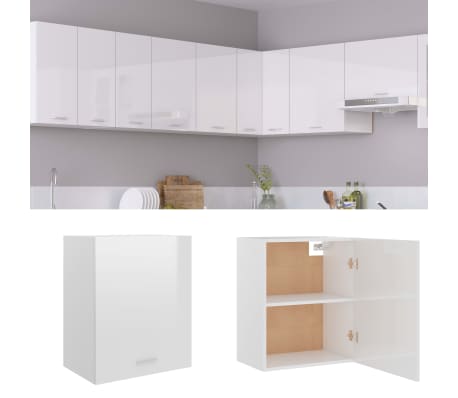 vidaXL Armário de parede 50x31x60 cm contraplacado branco brilhante