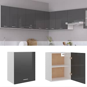 vidaXL Ντουλάπι Κρεμαστό Γυαλιστερό Γκρι 50x31x60 εκ. Επεξ. Ξύλο