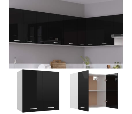 vidaXL Hanging Cabinet High Gloss Black 60x31x60 cm Engineered Wood