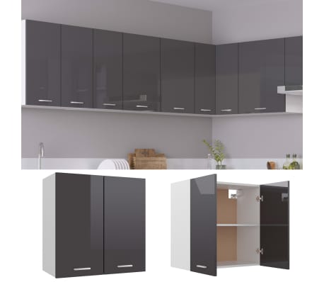 vidaXL Hanging Cabinet High Gloss Grey 60x31x60 cm Engineered Wood