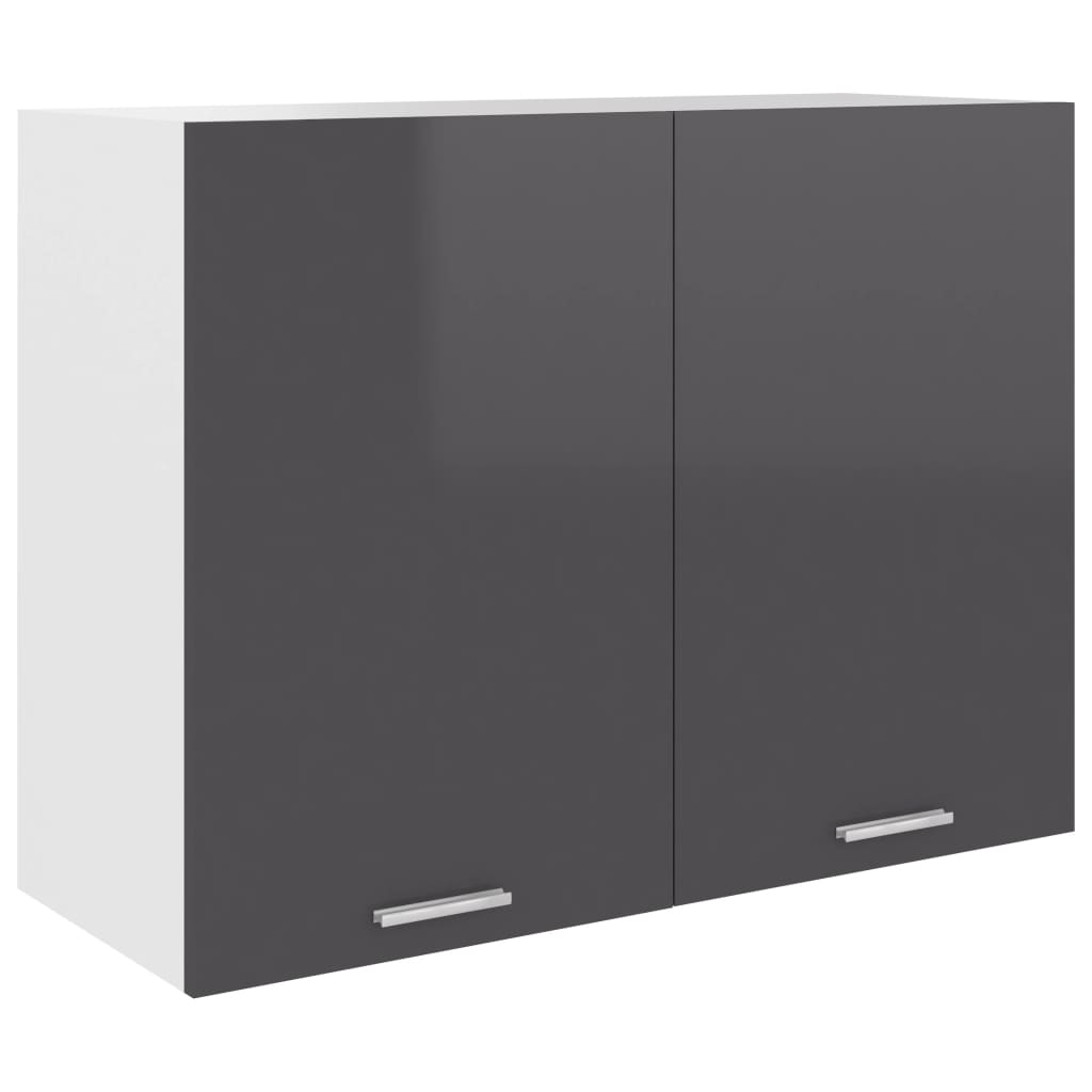 vidaXL Dulap suspendat “Lyon” gri extralucios 80 x 31 x 60 cm
