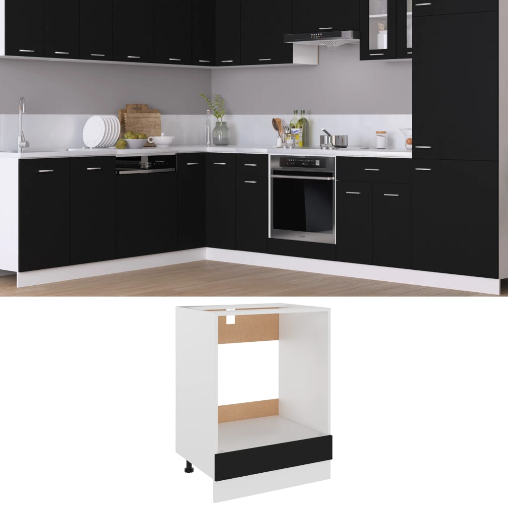 vidaXL Dulap pentru cuptor, negru, 60 x 46 x 81,5 cm, PAL vidaxl.ro