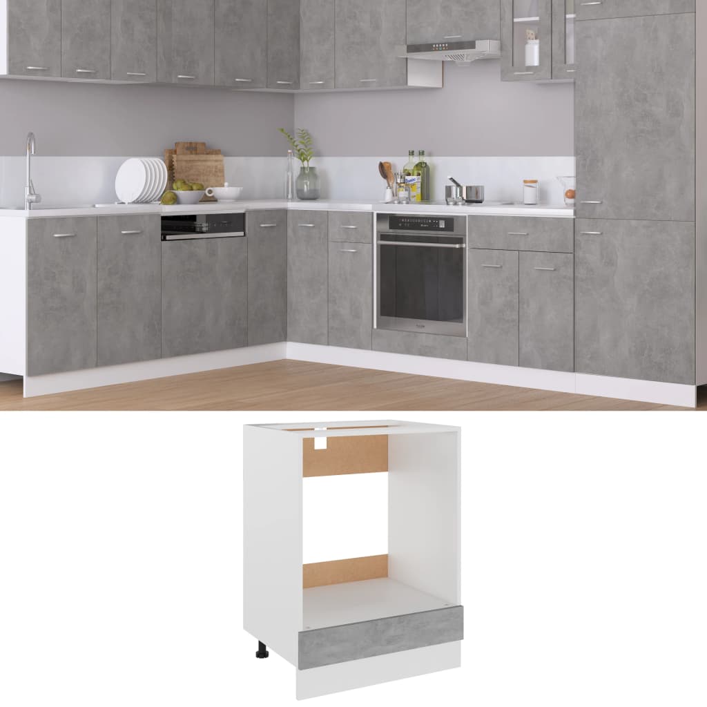 vidaXL Dulap pentru cuptor, gri beton, 60 x 46 x 81,5 cm, PAL vidaxl.ro