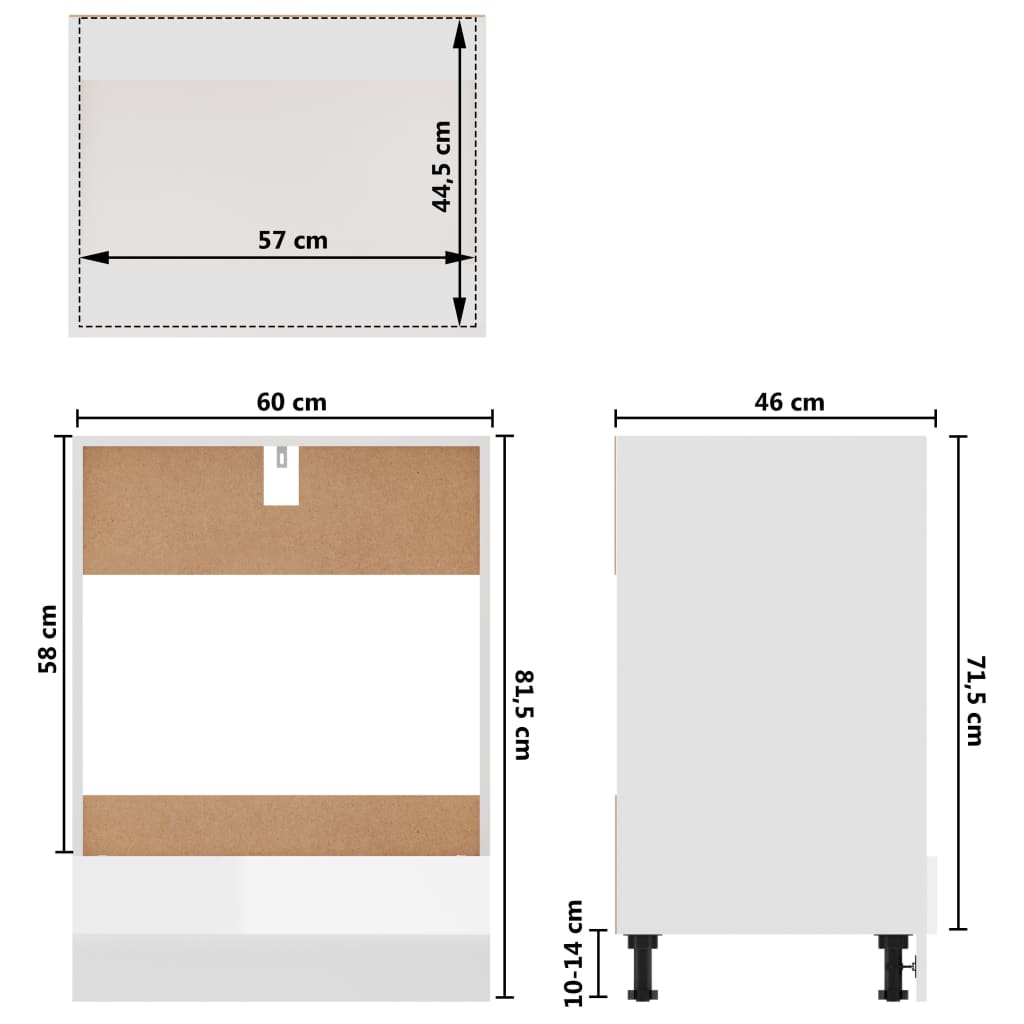 Herdumbauschrank Hochglanz-Weiß 60x46x81,5 cm Holzwerkstoff kaufen 9