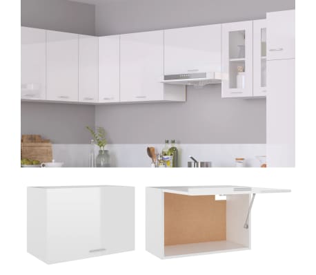 vidaXL Mobile Pensile &ldquo;Lyon&rdquo; Bianco Lucido 60x31x40 cm