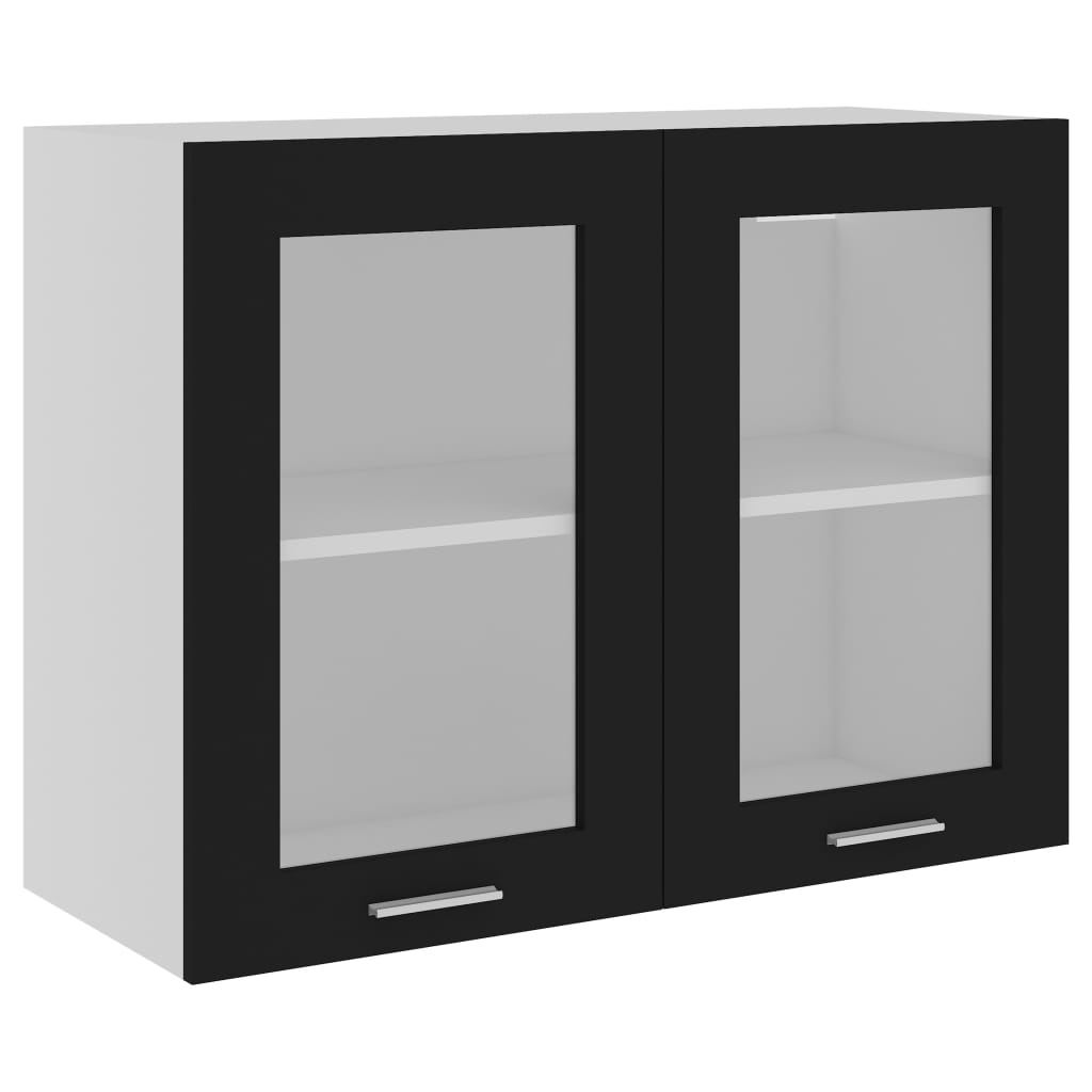 vidaXL Horní skříňka prosklená Lyon černá 80x31x60 cm kompozitní dřevo